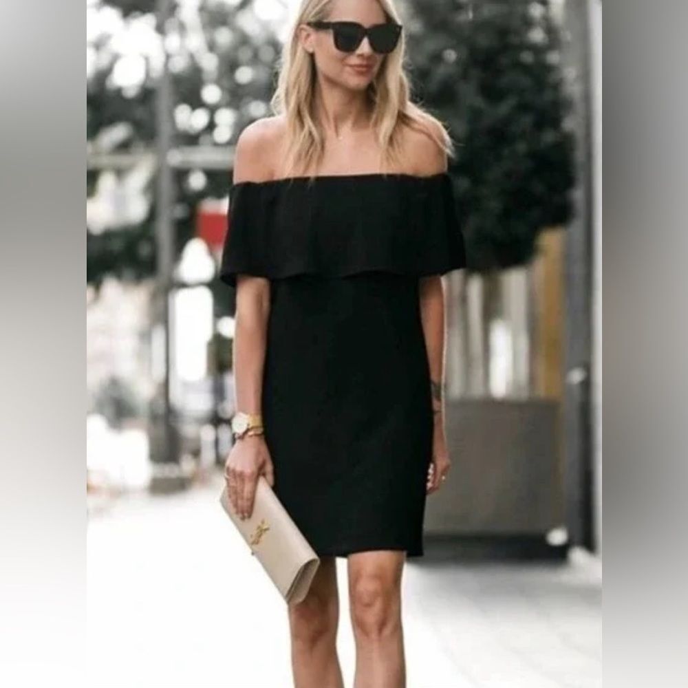 Charles Henry black off shoulder ruffle dress size XL